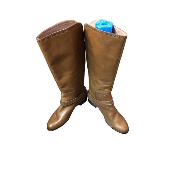 Fossil Zena back zipper calf caramel riding boots - Picture 4 of 13